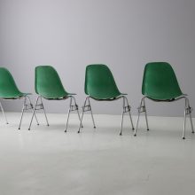 Vintage Kelly green Cadmium green DSS fiberglass dining chairs by Charles & Ray Eames for Herman Miller 1970s 3