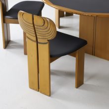 Afra & Tobia Scarpa \\\'Africa\\\' dining chairs set of 6 + Artona dining table for Maxalto Italy 1970s 1975 10