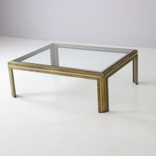 Large vintage Romeo Rega coffee table brass chrome Hollywood regency style Italian design 1970s 2