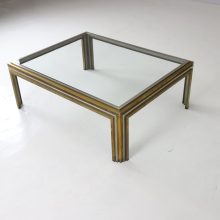 Large vintage Romeo Rega coffee table brass chrome Hollywood regency style Italian design 1970s 3