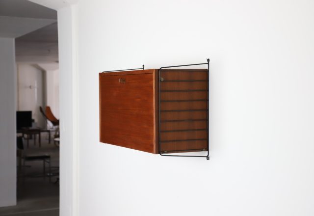 Nisse Strinning teak wall unit cabinet for String AB, Sweden 1960s Vintage Swedish design 7