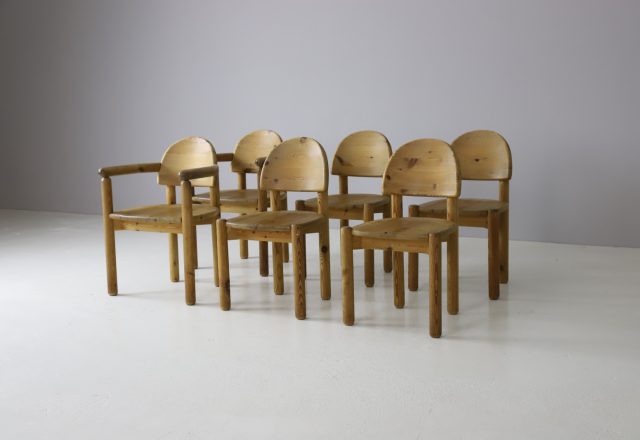 Set of 6 Rainer Daumiller solid pine vintage dining chairs for Hirtshals Savvaerk 1970s German Danish design 1