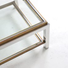 Willy Rizzo \\\'Linea Flaminia\\\' two tier coffee table in brass & chrome 1970s mid century Italian design 3