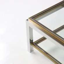 Willy Rizzo \\\'Linea Flaminia\\\' two tier coffee table in brass & chrome 1970s mid century Italian design 6