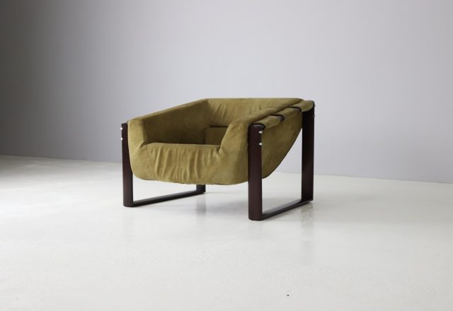 Percival Lafer suede leather and rosewood lounge chair Brazil 1960s mid century Brazilian design 1