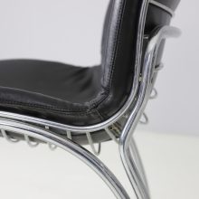 Set of 6 Sabrina dining chairs by Gastone Rinaldi for Rima Italy 1970s chrome black leather mid century Italian design 10