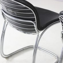 Set of 6 Sabrina dining chairs by Gastone Rinaldi for Rima Italy 1970s chrome black leather mid century Italian design 11