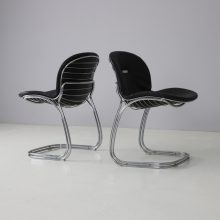 Set of 6 Sabrina dining chairs by Gastone Rinaldi for Rima Italy 1970s chrome black leather mid century Italian design 2