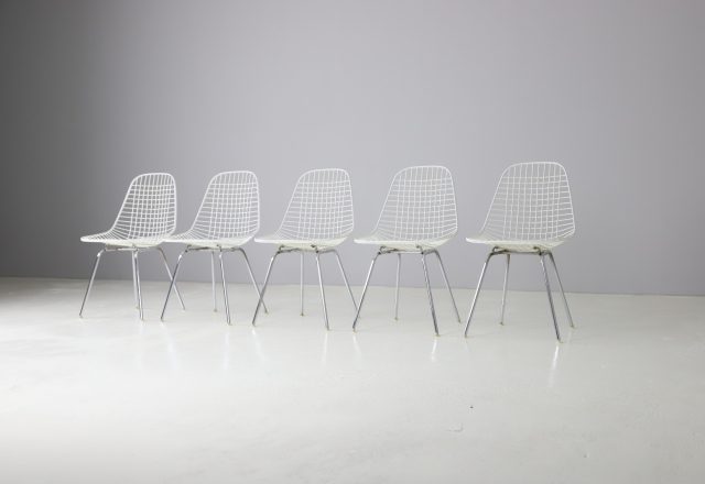 Vintage Charles & Ray Eames DKX wire dining chairs for Herman Miller 1960s 1
