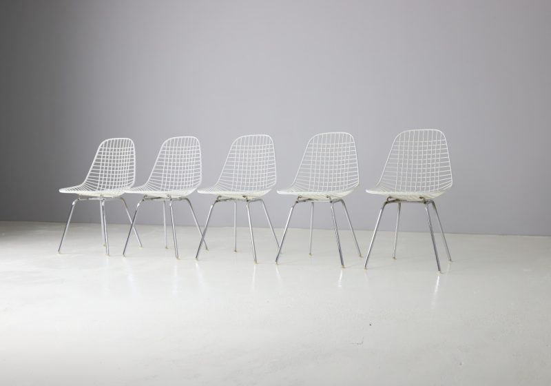 Vintage Charles & Ray Eames DKX wire dining chairs for Herman Miller 1960s 1