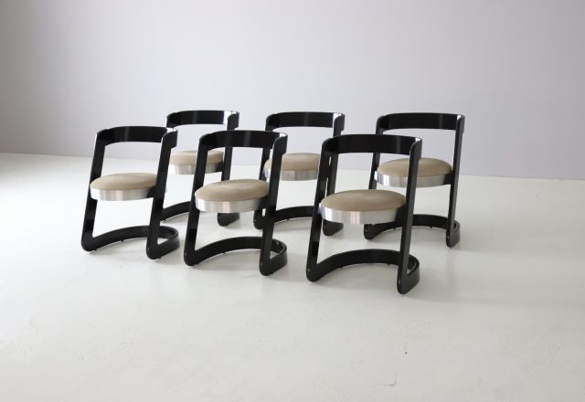 Willy Rizzo dining chairs by Mario Sabot 1970s Mid century Italian design 1