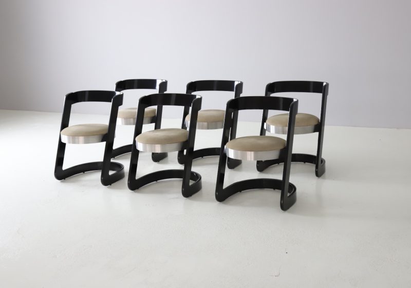 Willy Rizzo dining chairs by Mario Sabot 1970s Mid century Italian design 1