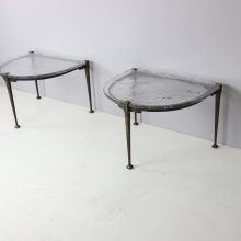 Pair of Lothar Klute side tables in forged bronze and hand blown glass Germany 1990s 1991 10