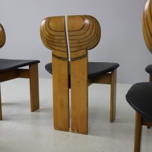 Set of 6 \'Africa\' dining chairs by Afra & Tobia Scarpa for Maxalto Italy 1970s 1975 walnut black leather 11