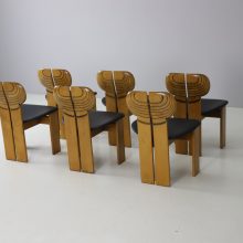 Set of 6 \'Africa\' dining chairs by Afra & Tobia Scarpa for Maxalto Italy 1970s 1975 walnut black leather 3