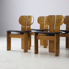 Set of 6 \'Africa\' dining chairs by Afra & Tobia Scarpa for Maxalto Italy 1970s 1975 walnut black leather 4