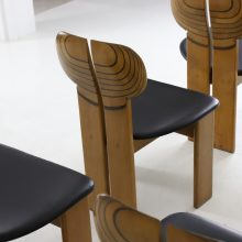 Set of 6 \'Africa\' dining chairs by Afra & Tobia Scarpa for Maxalto Italy 1970s 1975 walnut black leather 7