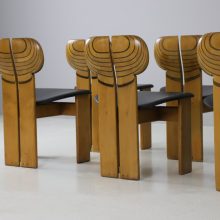 Set of 6 \'Africa\' dining chairs by Afra & Tobia Scarpa for Maxalto Italy 1970s 1975 walnut black leather 8