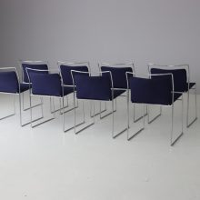 Set of 8 Tulu dining chairs in orignal cotton upholstery by Kazuhide Takahama for Gavina Italy 1970s 5