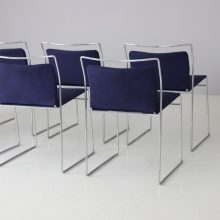 Set of 8 Tulu dining chairs in orignal cotton upholstery by Kazuhide Takahama for Gavina Italy 1970s 6