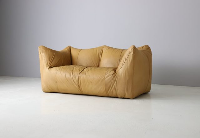 Vintage Mario Bellini Le Bambole sofa in patinated leather by C&B B&B Italia 1970s mid century iconic Italian design 1