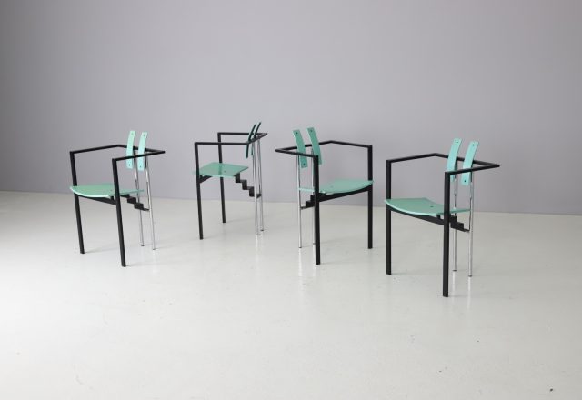 Karl Friedrich Förster \\\'Trix\\\' diningn chairs Memphis Postmdern style 1980s KFF design vintage German design 1