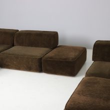 Large vintage modular sofa 1970s 1980s in teddy fabric COR style 7