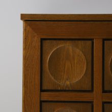 Graphic sideboard by Gerhard Bartels in oak Belgium 1970s vintage Brutalist design cabinet 5