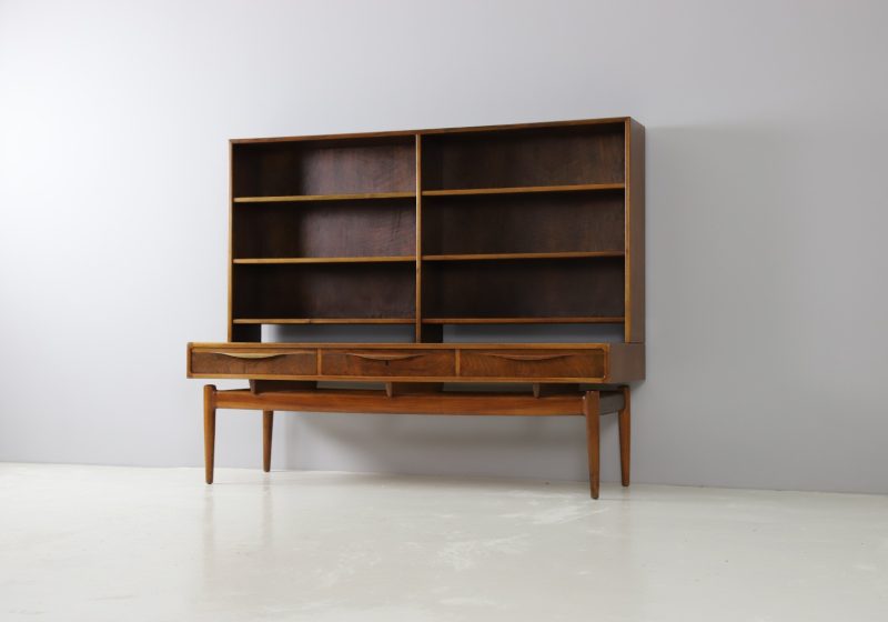Rare Kurt Østervig sideboard with top cabinet in walnut for Brande Mobelindustri vintage Danish design 1
