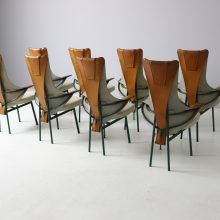 Rare Paolo Deganello 'Regina' chairs for Zanotta mid century vintage Italian design cognac leather 1980s 1991 6