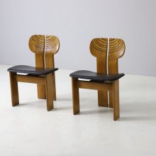 \'Africa\' dining chairs by Afra & Tobia Scarpa for Maxalto Italy 1970s 1975 walnut black leather vintage Italian design 2