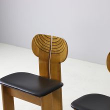 \'Africa\' dining chairs by Afra & Tobia Scarpa for Maxalto Italy 1970s 1975 walnut black leather vintage Italian design 5