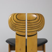 \'Africa\' dining chairs by Afra & Tobia Scarpa for Maxalto Italy 1970s 1975 walnut black leather vintage Italian design 7