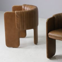 \'Dinette’ dining chairs by Luigi Massoni for Poltrona Frau in patinated brown leather vintage italian armchairs Italy 1980s 6