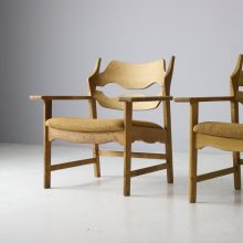 Henning Kjaernulf pair razor blade lounge chairs patinated oak EG Kvalitetsmobel 1960s Vintage Danish armchairs 3