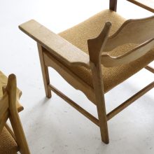 Henning Kjaernulf pair razor blade lounge chairs patinated oak EG Kvalitetsmobel 1960s Vintage Danish armchairs 5
