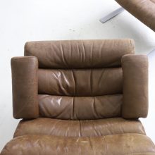 Reinhold Adolf & Hans Jürgen Schröpfe Sinus lounge chair with ottoman for COR Germany 1976 patinated leahter 1970s 10