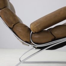 Reinhold Adolf & Hans Jürgen Schröpfe Sinus lounge chair with ottoman for COR Germany 1976 patinated leahter 1970s 13