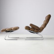 Reinhold Adolf & Hans Jürgen Schröpfe Sinus lounge chair with ottoman for COR Germany 1976 patinated leahter 1970s 4