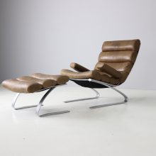 Reinhold Adolf & Hans Jürgen Schröpfe Sinus lounge chair with ottoman for COR Germany 1976 patinated leahter 1970s 8