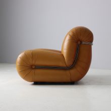 Rino Maturi \'Velasquez\' lounge chair in original patinated cognac leather for Mimo Padova Italy 1970s 4