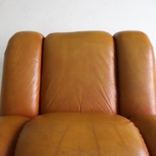 Rino Maturi \'Velasquez\' lounge chair in original patinated cognac leather for Mimo Padova Italy 1970s 9