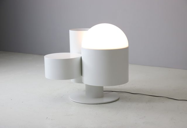 White Kerst Koopman Dutch design light object vintage space age floor lamp 1980s 1