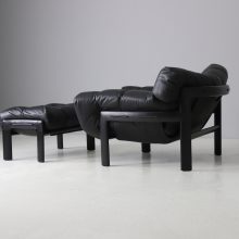 Angelo Mangiarotti and Chiara Pampo lounge chair with ottoman black leather for Rosenthal 1978 1970s 1980s 15