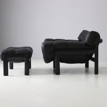Angelo Mangiarotti and Chiara Pampo lounge chair with ottoman black leather for Rosenthal 1978 1970s 1980s 4