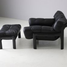 Angelo Mangiarotti and Chiara Pampo lounge chair with ottoman black leather for Rosenthal 1978 1970s 1980s 5