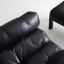 Angelo Mangiarotti and Chiara Pampo lounge chair with ottoman black leather for Rosenthal 1978 1970s 1980s 6