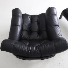 Angelo Mangiarotti and Chiara Pampo lounge chair with ottoman black leather for Rosenthal 1978 1970s 1980s 8