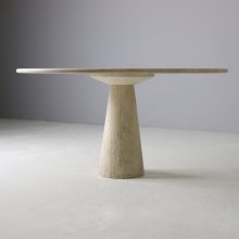 Large round travertine dining table in the manner of Angelo Mangiarotti Italy 1970s mid century Italian design 2