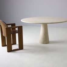 Large round travertine dining table in the manner of Angelo Mangiarotti Italy 1970s mid century Italian design 4